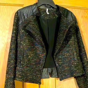 Brand New Moto style faux leather tweed boucle jacket. Bundle and save 25%!!!!!